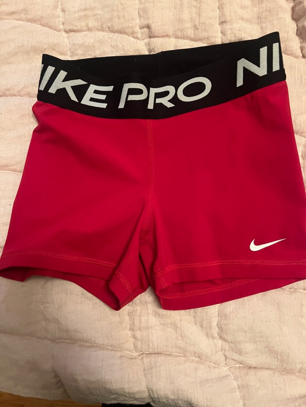 Nike Red Workout Compression Shorts with Black Waistband